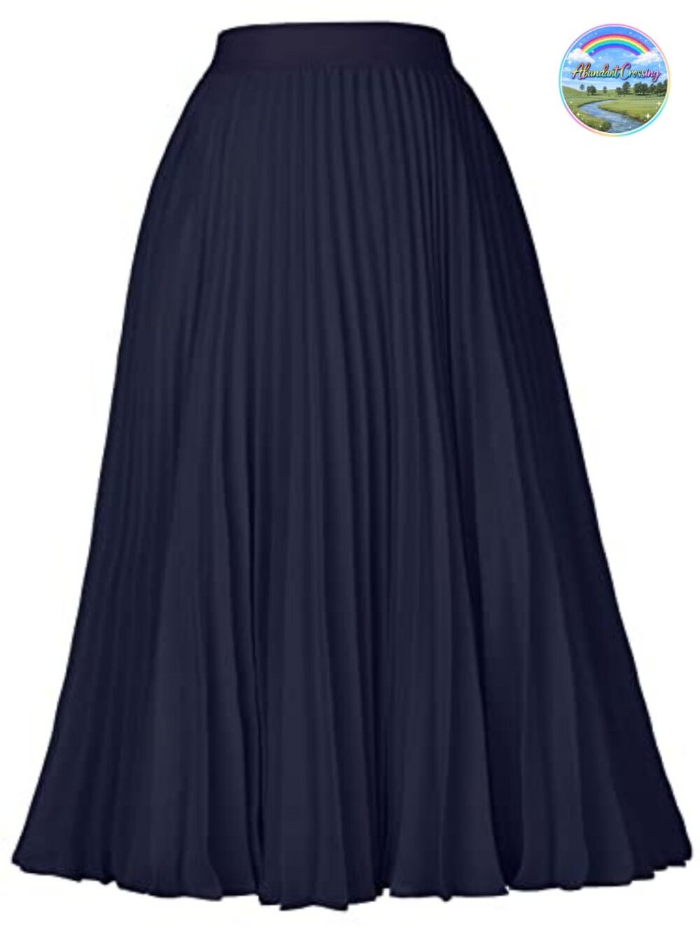 Pleated Midi Skirt Chiffon A-Line Elastic Waist Womens Casual Work